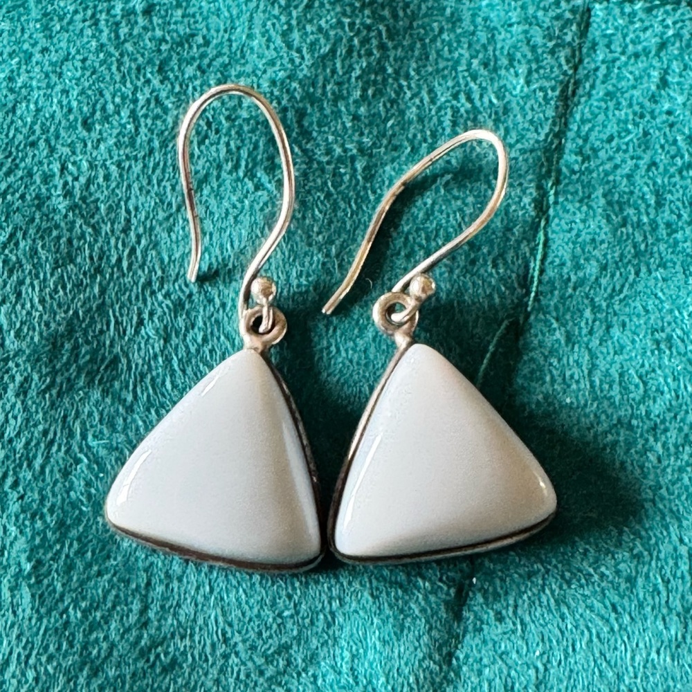 Sterling Silver White Stone Southwestern Dangle Earrings